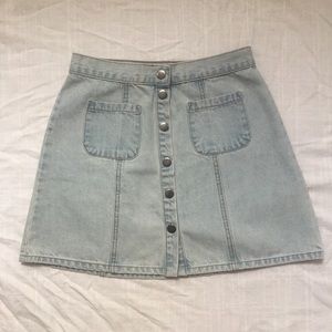 Denim button up mini skirt